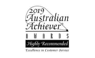 Award Seal; Australian Achiever Awards 2019 Excellence in Customer Service