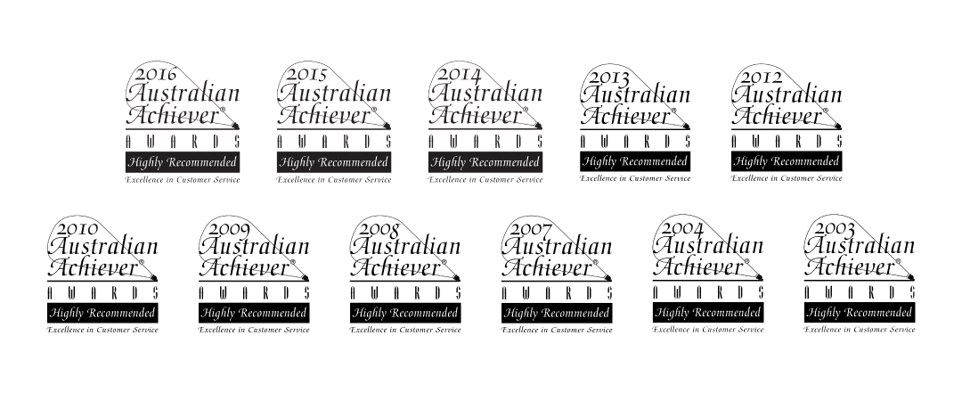 Award Seals; Australian Achiever Awards; 2003 to 2016; Excellence in Customer Service